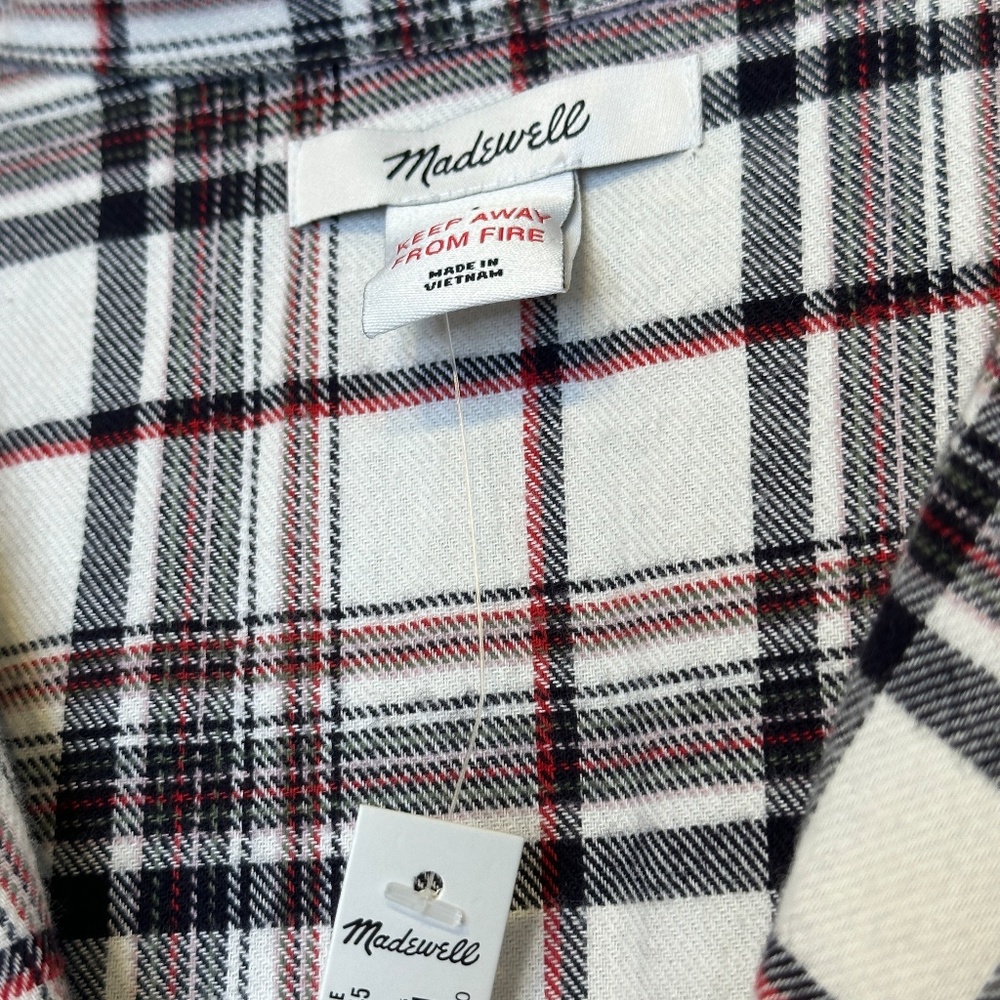 Madewell Plaid Flannel PJ Top Mens Tailored Style Button Up Pocket Sleep Shirt - Picture 12 of 16